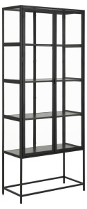 Dulap cu vitrina Seaford, Negru, 185.6x77x35 cm - Img 2