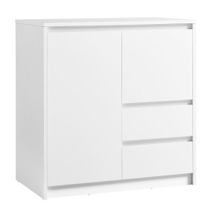 Dulap de depozitare cu 3 usi Kailyn, Alb, 70x40x74.5 cm