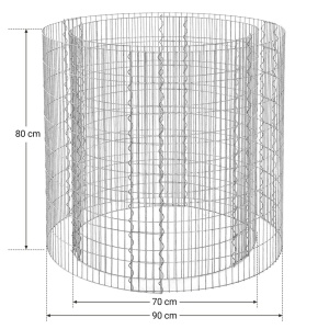 Ghiveci strat inaltat gabion rotund Songmics Argintiu 90x70x80 cm - Img 2
