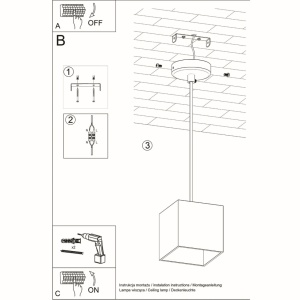 Lustra suspendata Quad Gri 10x10x110 cm - Img 6