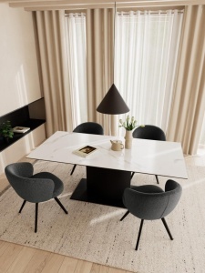 Masa dining Marbella, Alb, 75.5x200x100 cm