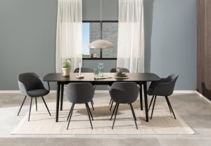 Masa dining Montreux, Negru, 75x219x90 cm - Img 2