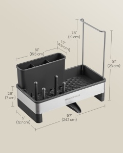 Organizator bucatarie, Paxton, Songmics, Negru, 24.7x12.7x23 cm - Img 6