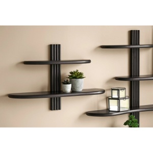 Raft de perete Aliano, Negru, 17.5x65x42.5 cm - Img 2