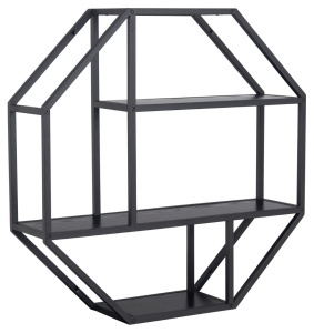 Raft de perete Seaford, Negru, 77x77x20 cm - Img 3