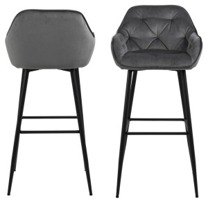 Scaun de bar Brooke, Gri, 104x52x53 cm - Img 4
