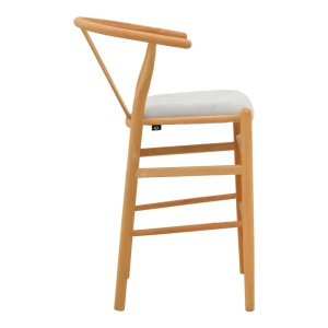 Scaun de bar Wishbone, Gri, 51x60x95 cm - Img 4