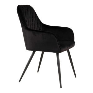 Scaun dining Harbo, Negru, 65x57x87 cm, Catifea