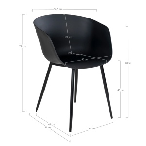 Scaun dining Roda, Negru, 56x55x78 cm - Img 3