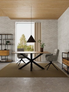 Scaun dining Roger, Gri, 90x62x67 cm - Img 2