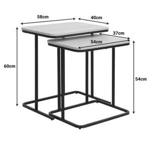 Set 2 bucati Masuta auxiliara, Dunest, Negru, 40x54x60 cm - Img 6