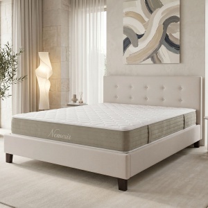 Set 2 piese Cadru de pat si Saltea Mago-Nemesis, Crem, 213x167x88 cm