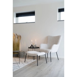 Set 2 piese Fotoliu lounge si taburet Glasgow, Alb, 79x42.5x70 cm - Img 2