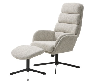 Set 2 piese Fotoliu si taburet SIFTON, Alb, 77-42x107-43x69-48 cm
