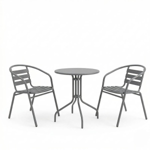 Set 3 bucati masa si scaune gradina, Vergo Tade, Antracit, 60x60x70 cm - Img 2