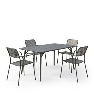 Set 5 masa si scaune gradina, Moraja Federal, Negru, 80x140x72 cm - Img 2