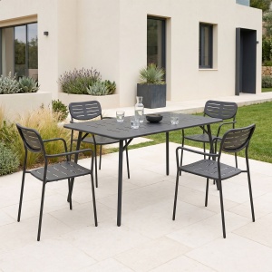 Set 5 masa si scaune gradina V1, Moraja Deraby, Negru, 80x140x72 cm