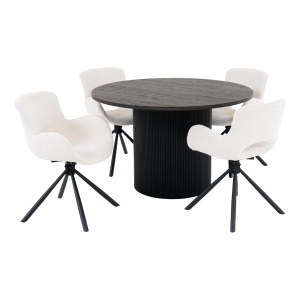 Set 5 piese Masa dining si scaune Boavista, Maro, 120x120x82.5 cm - Img 2