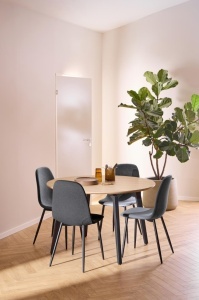 Set 5 piese Masa dining si Scaune Cadiz V9, Natural, 75x120x120 cm