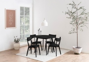 Set 5 piese Masa dining si Scaune Roxby, Negru, 76x105x105 cm - Img 2
