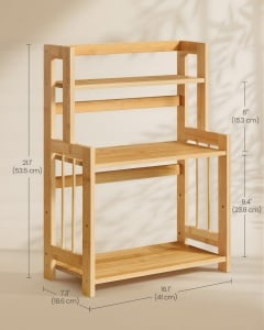 Suport pentru condimente, Bambou, Songmics, Natural, 41x18.6x53.5 cm - Img 3