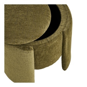 Taburet circular Walsdorf, Verde inchis, 42x42x44 cm - Img 3