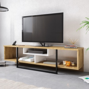 Έπιπλο TV Asal (150) - Oak, Λευκό, Μαύρο