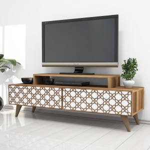 Έπιπλο TV City-Walnut, Λευκό