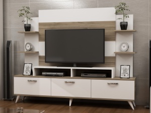 Έπιπλο TV Diana-Λευκό, Walnut