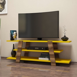 Έπιπλο TV Flower-Walnut, Κίτρινο