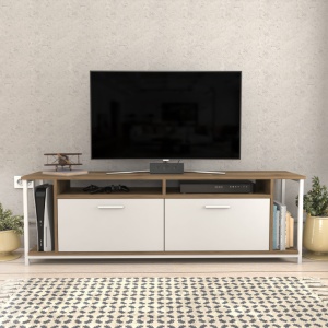 Έπιπλο TV Omar-Λευκό, Walnut