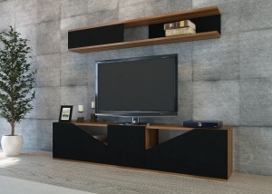 Έπιπλο TV Taç - Walnut, Μαύρο
