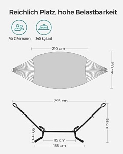 Αιώρα με Βάση, Songmics, Γκρι, 300x120x93 cm - Img 7
