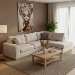 Αριστερός Γωνιακός Καναπές Boston Κρεμ - Mocha - Natural 280x225x95 cm