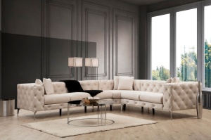 Αριστερός Γωνιακός Καναπές Como Εκρού 310x70x270 cm