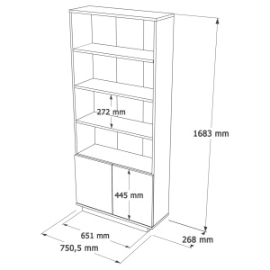 Βιβλιοθήκη FR16 Pine, 75x168.3x26.8 cm - Img 7