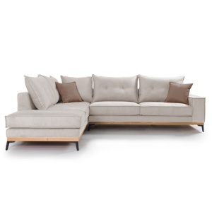 Δεξιός Γωνιακός Καναπές Luxury II Κρεμ - Mocha - Μαύρο 290x235x90 cm - Img 3
