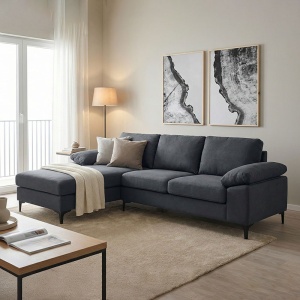 Δεξιός Γωνιακός Καναπές Cohen Σκούρο Γκρι 240x159x83 cm