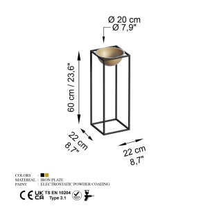 Διακοσμητική Γλάστρα GED021A Χρυσό 22x60x22 cm - Img 6