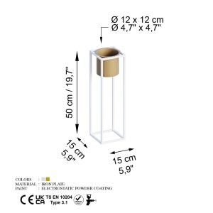 Διακοσμητική Γλάστρα GED023C Χρυσό 15x50x15 cm - Img 6