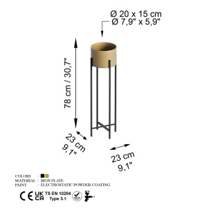 Διακοσμητική Γλάστρα GED025A Χρυσό 23x78x23 cm - Img 6