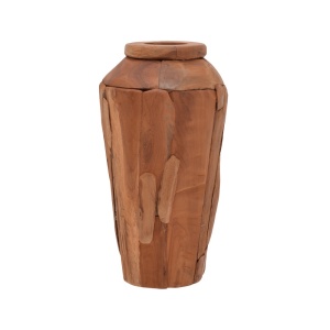 Διακοσμητικό βάζο Archean ξύλο teak σε φυσικό χρώμα 30x30x60 cm