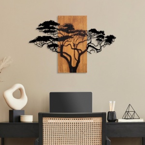 Διακοσμητικό Τοίχου από Ξύλο και Μέταλλο Acacia Tree, Καρυδί, 90x58 cm - Img 2
