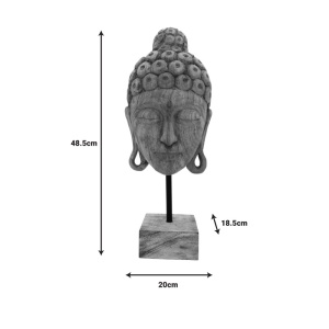 Διακοσμητικό Τραπεζιού Buddha Mask από φυσικό ξύλο μάνγκο και σίδερο 20x18.5x48.5 cm - Img 4