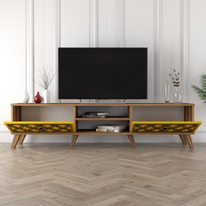 Έπιπλο TV Class-Walnut, Yellow - Img 3