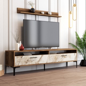 Έπιπλο TV Istanbul-Walnut, Λευκό Marble - Img 2