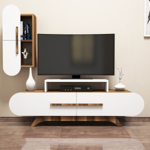 Έπιπλο TV Rose S-Walnut, Λευκό - Img 2