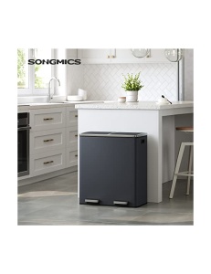 Κάδος ανακύκλωσης, Songmics, 2 διαμερίσματα, 2 x 30 L, LTB60GS, Γκρι - Img 2