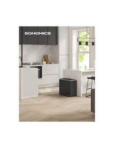 Κάδος ανακύκλωσης, Songmics, 3 διαμερίσματα, 3 x 18 L, LTB54BK, Μαύρο - Img 2