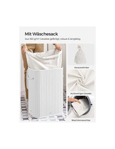 Καλάθι απλύτων, Songmics, 72 L, Λευκό, LCB010W01, 40 x 30 x 60 cm - Img 4